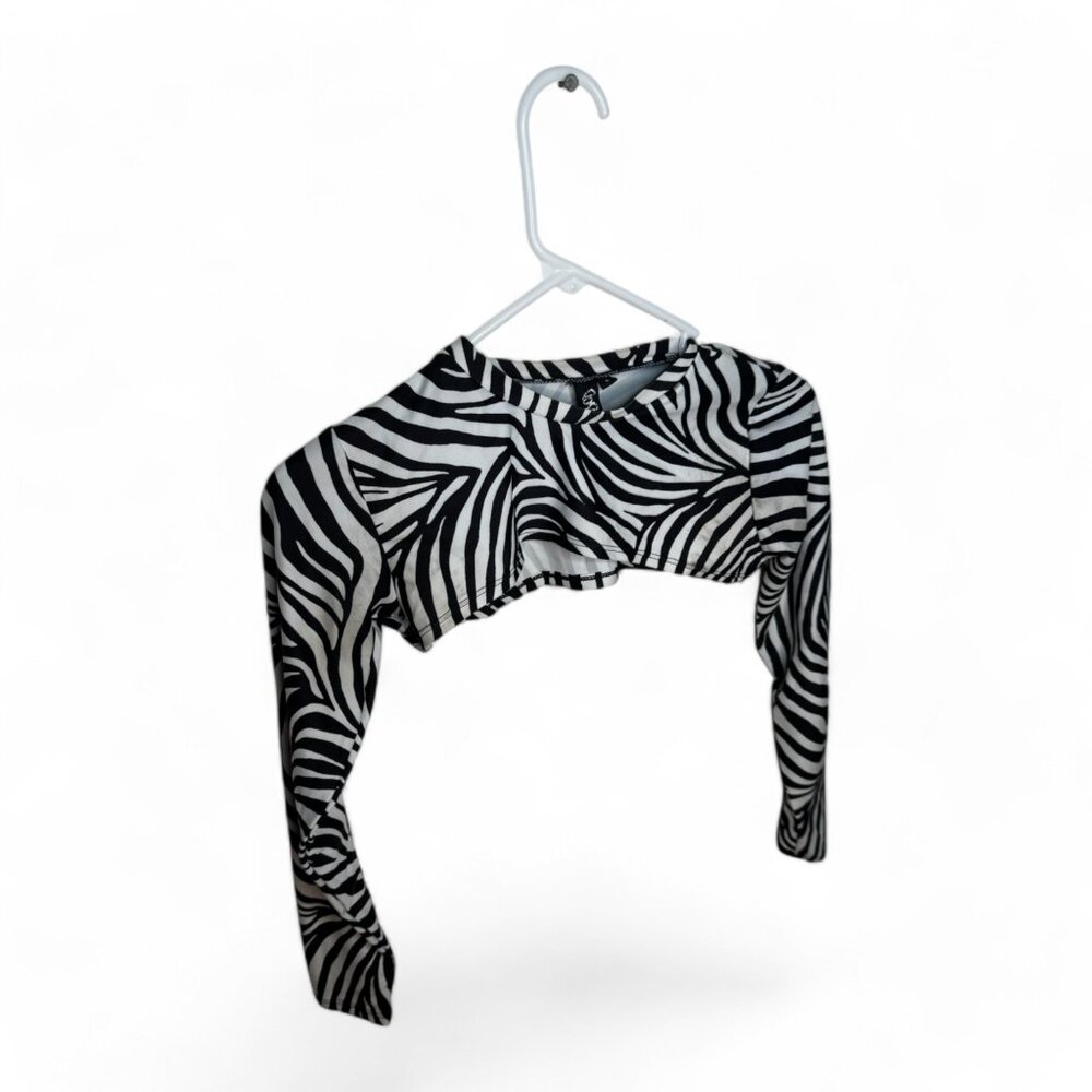 Zebra Print Long Sleeve Crop Top by GN